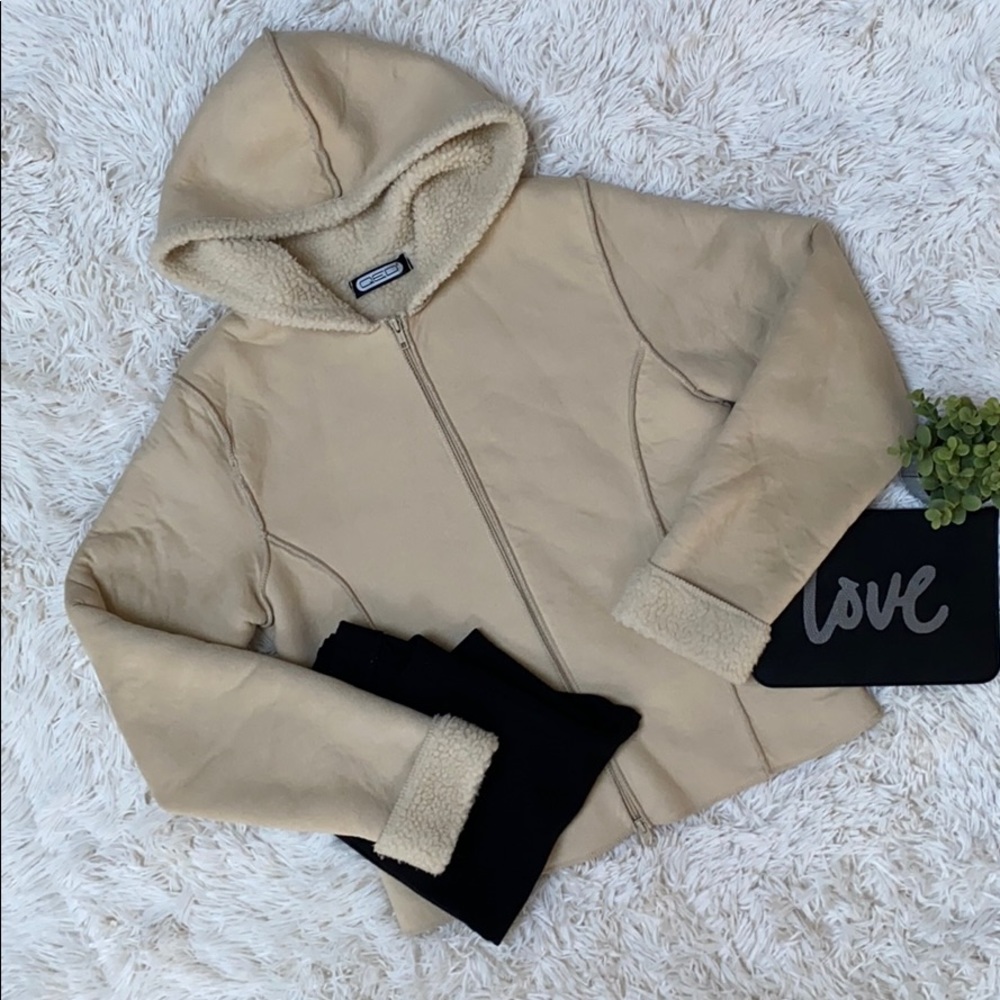 🎉HP🎉 QED London Sherpa Lined Hooded Jacket 💗 Tan